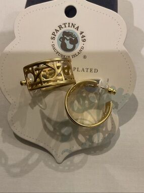 Spartina 449 Woven Cane Cuff Hoop Earrings
